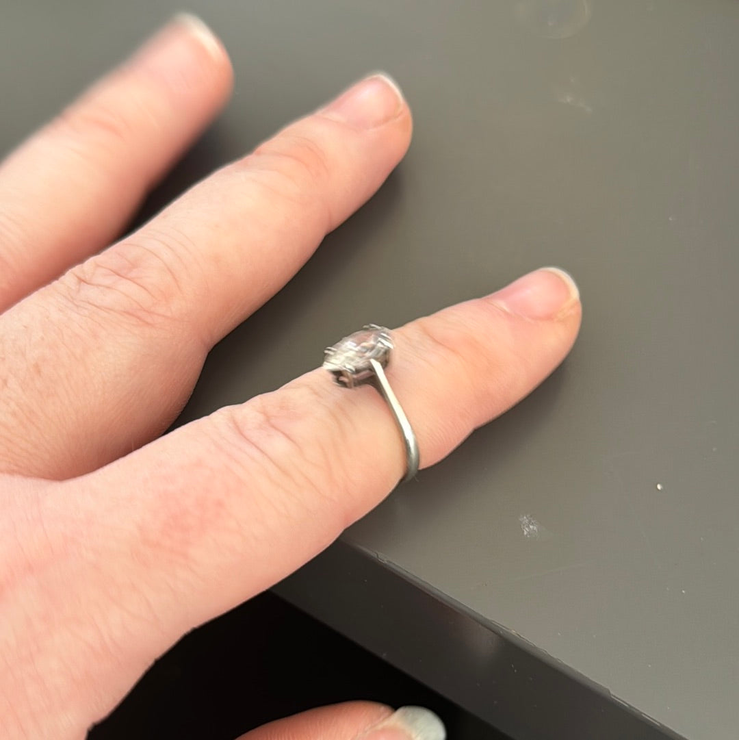 Sterling Silver Oval CZ Ring Size 50