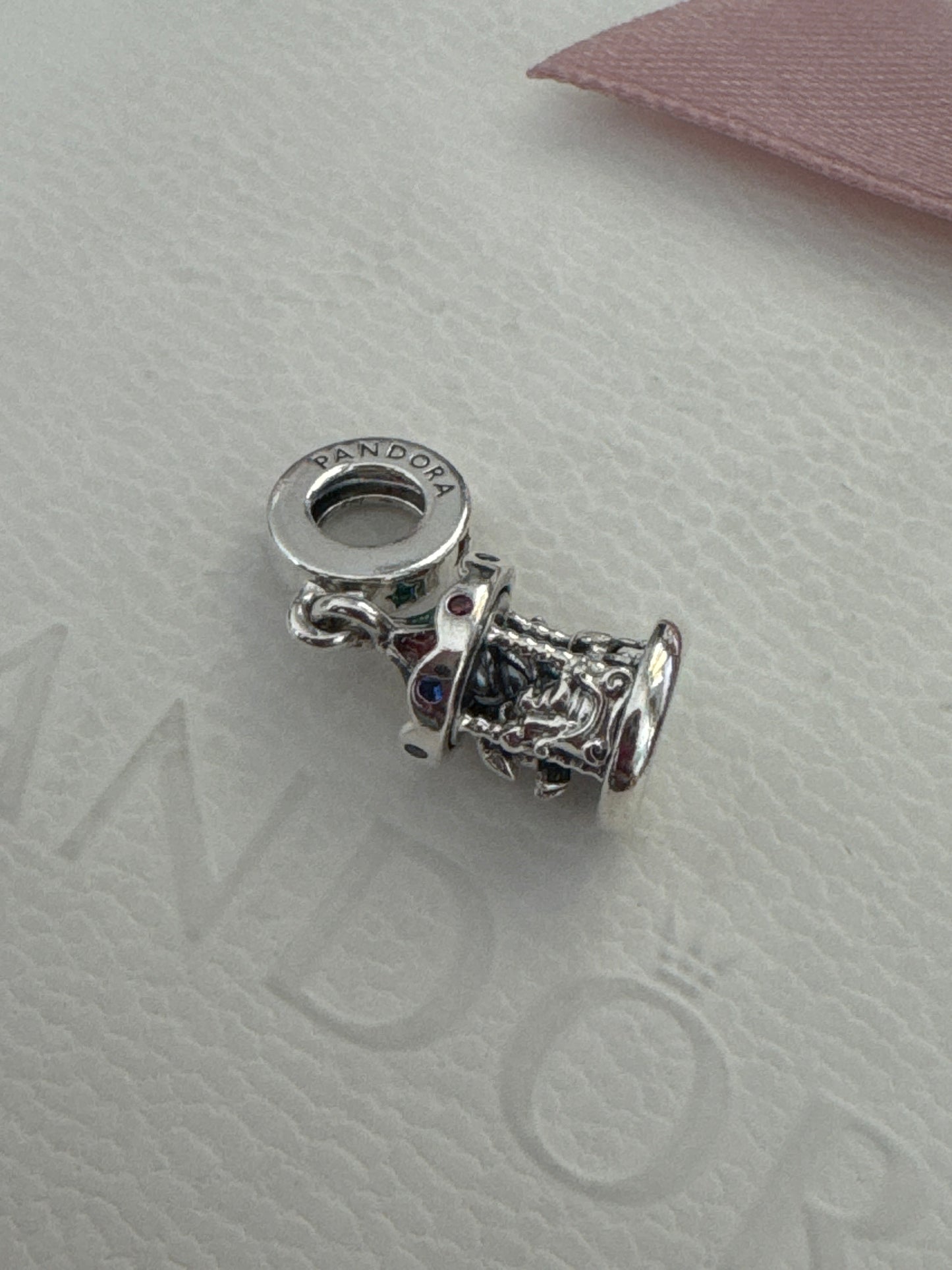 Genuine Pandora Carousel Peace, Hope, Happiness Christmas Spinning Dangle Charm