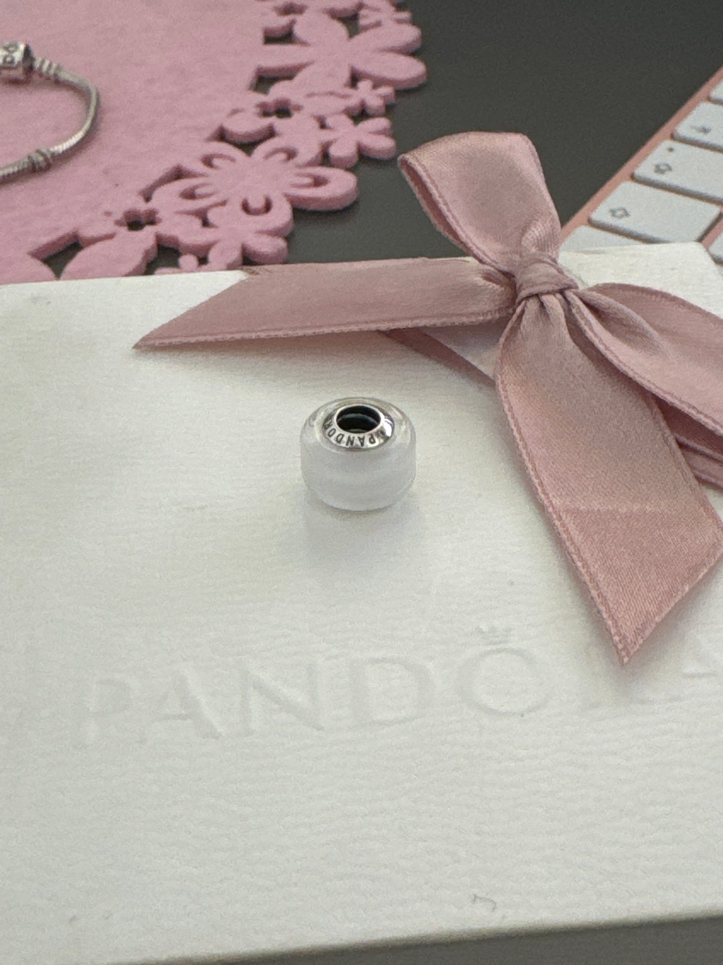Genuine Pandora Mini Murano White Charm