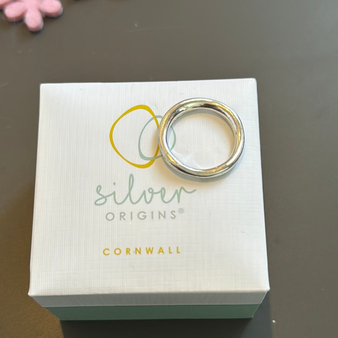 Genuine Silver Origins Cornwall Chunky Eternity Wave Ring 54