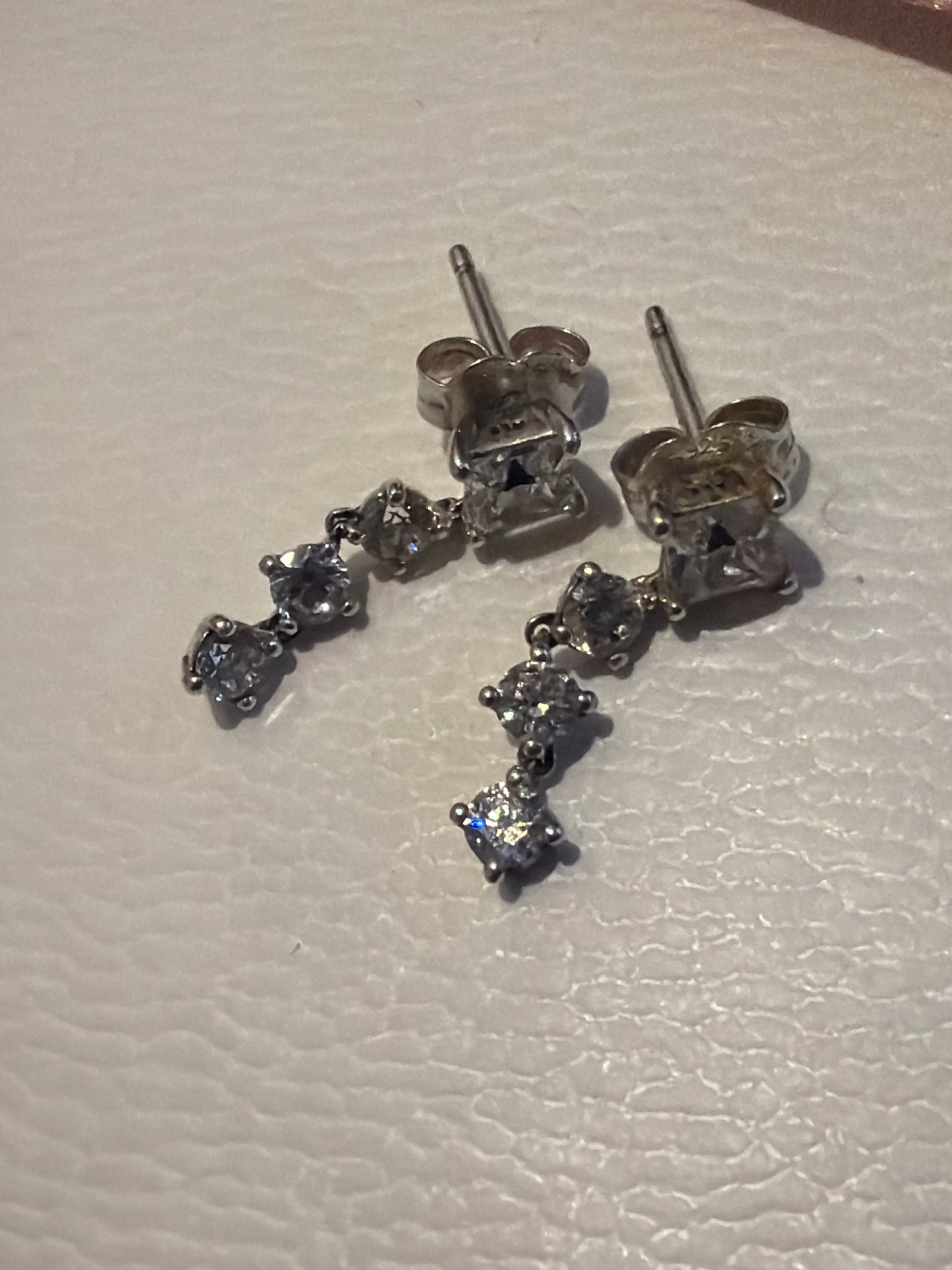 Genuine Pandora Pandora Sparkling Round and Square Dangle Earrings