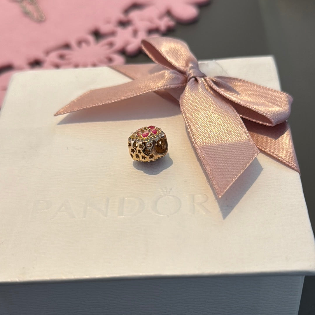 Genuine Pandora Rose Gold Cherry Blossom Flower Charm HTF