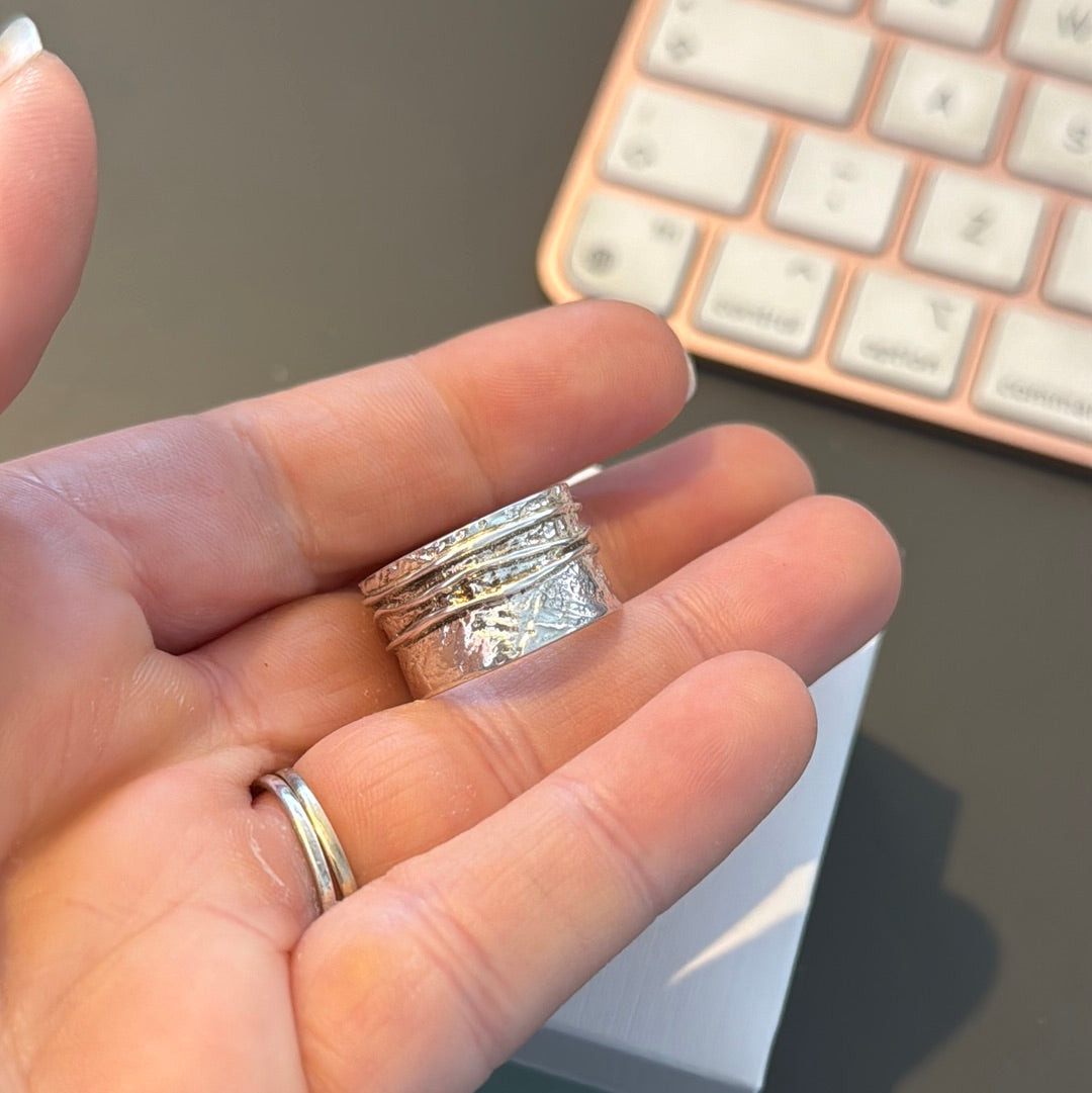 Genuine Silver Origins Cornwall Chunky Ribbed Ring 54