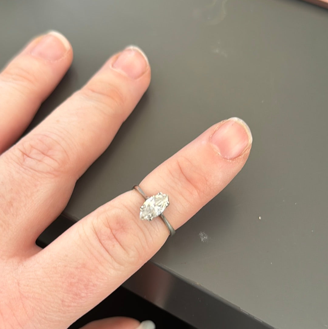 Sterling Silver Oval CZ Ring Size 50