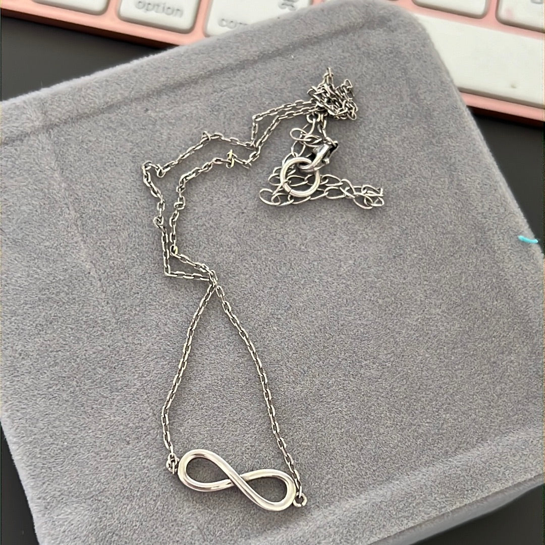 Sterling Silver Infinity Necklace 40cm Drop - Choker / Kids Length