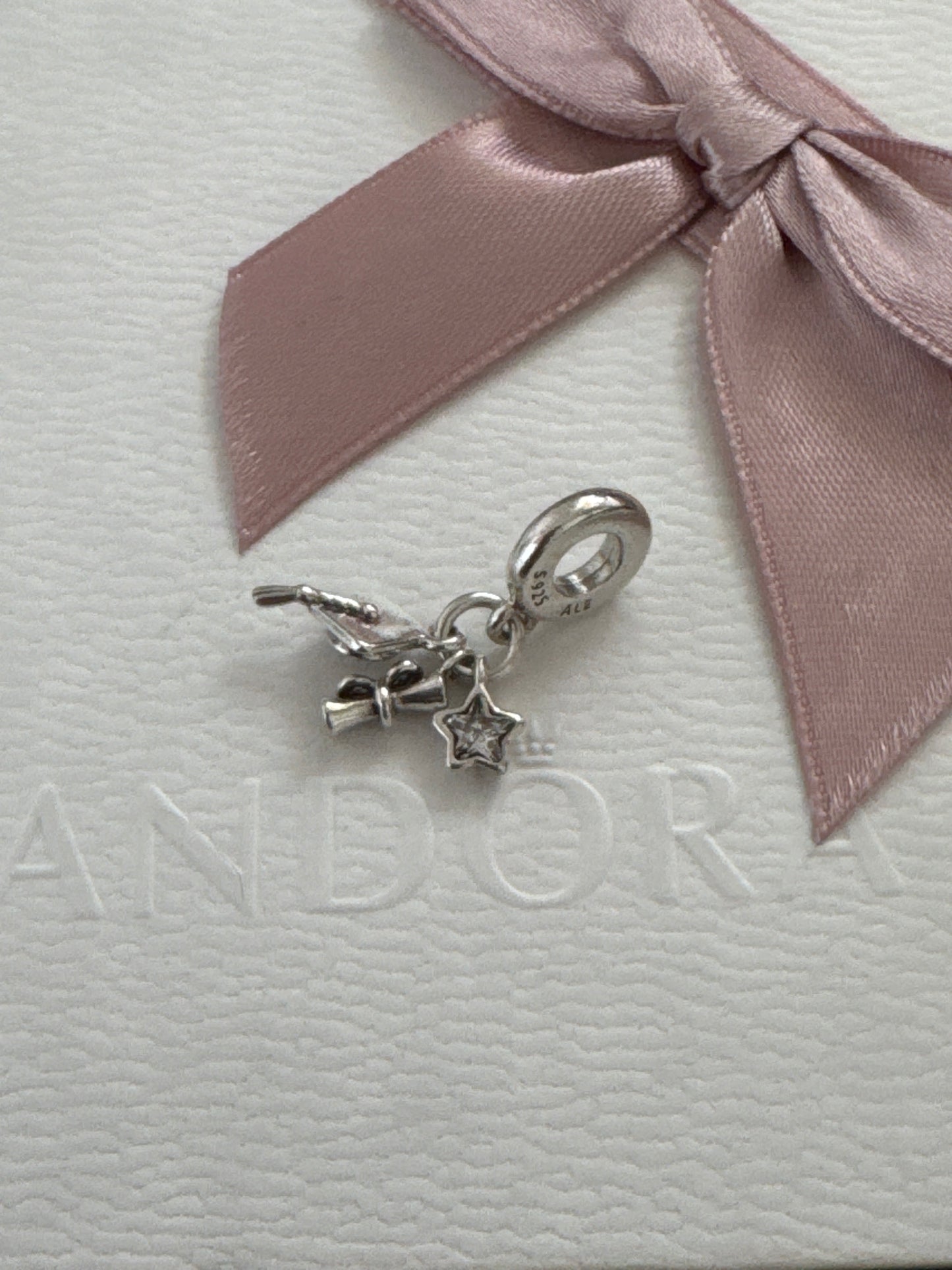 Genuine Pandora Graduation Hat 2024 Pave Scroll Dangle Charm