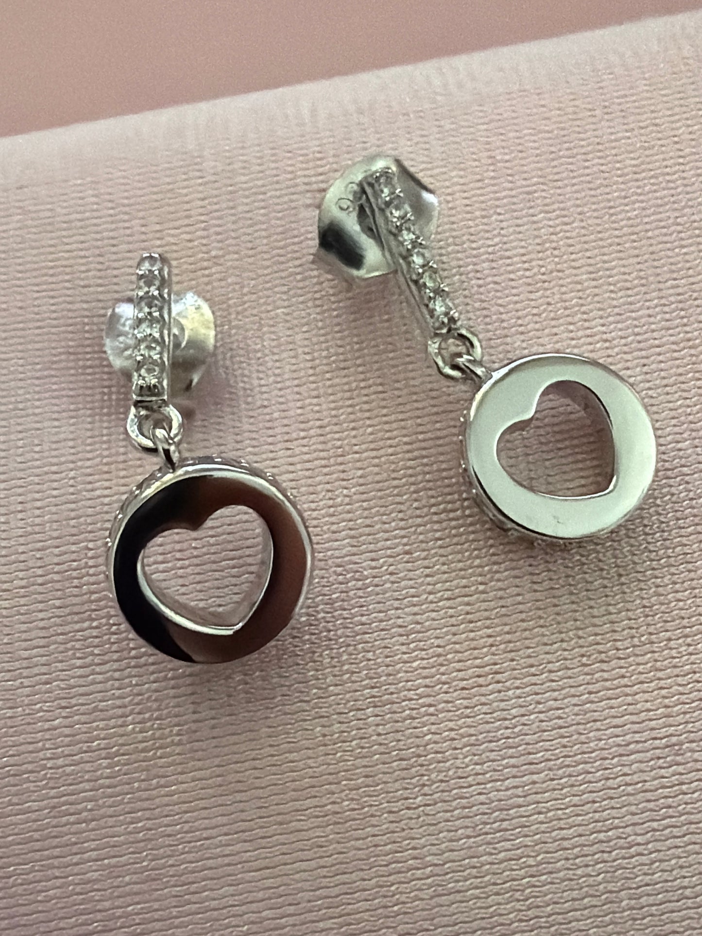 Genuine Sterling Silver Heart Dangle Earrings
