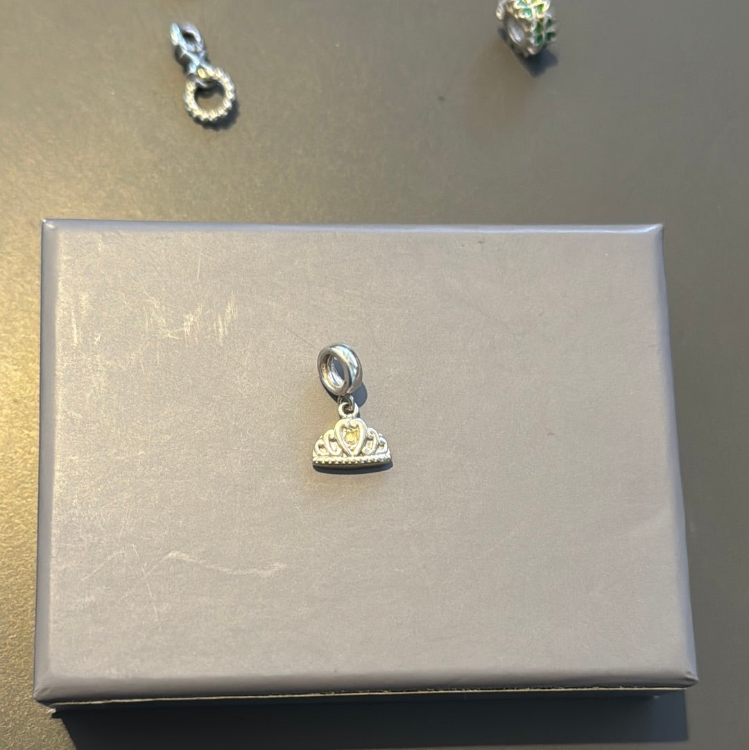 Genuine Chamilia Pave Crown Princess Dangle Charm