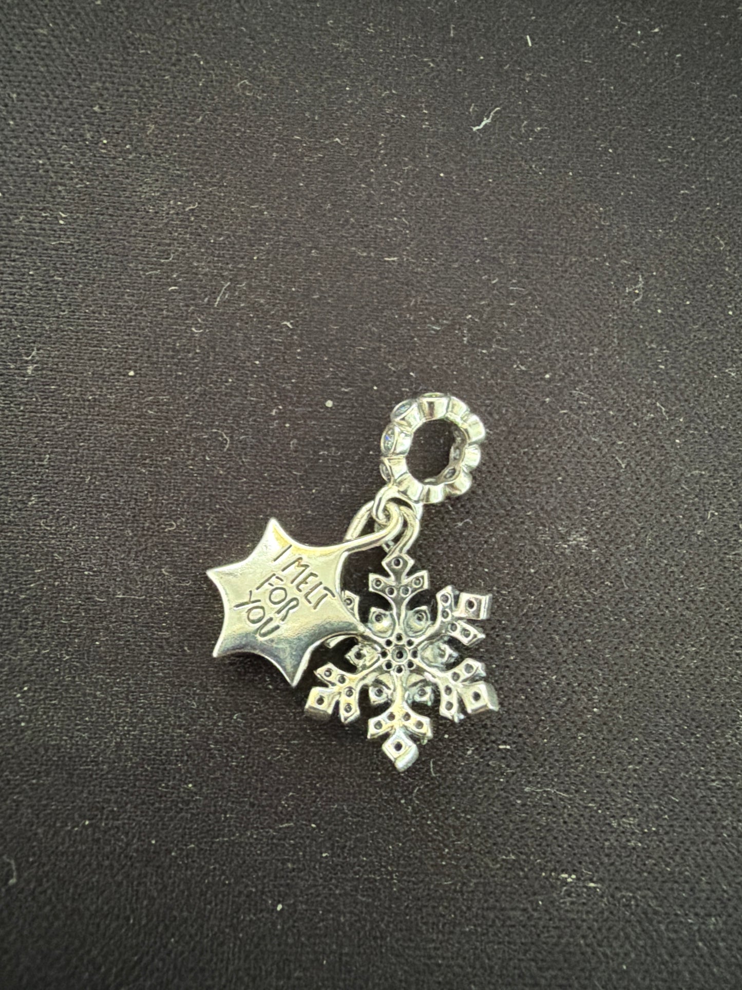 Genuine Pandora Opalescent Snowflake Double Dangle Charm