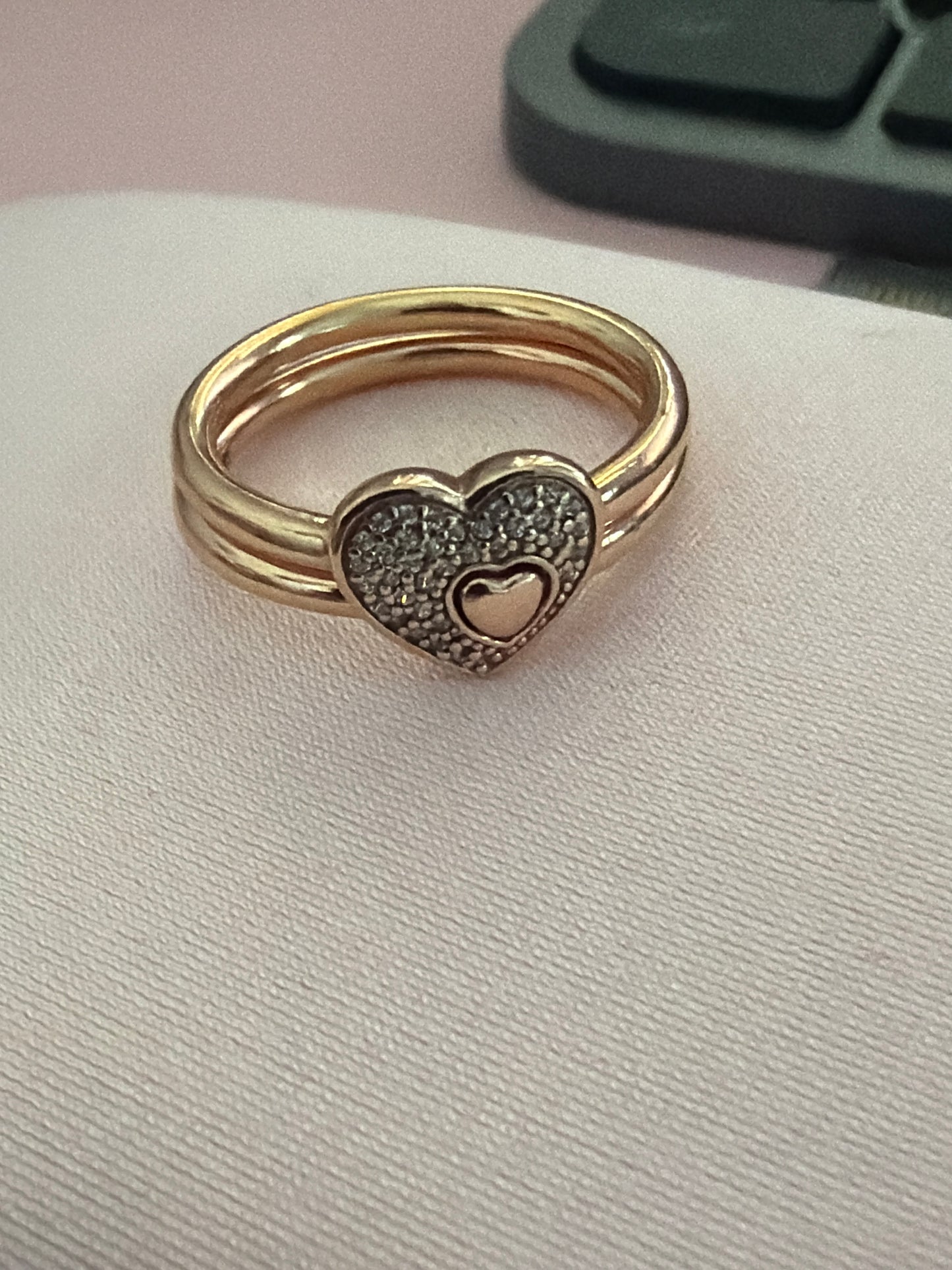 Genuine Pandora Rose Gold Puzzle Piece Pave Openwork Ring Size.....