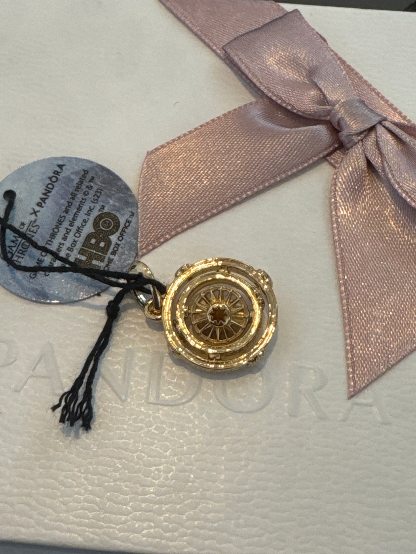 Genuine Pandora Game of Thrones Shine Gold Rotating Astrolabe Dangle Charm