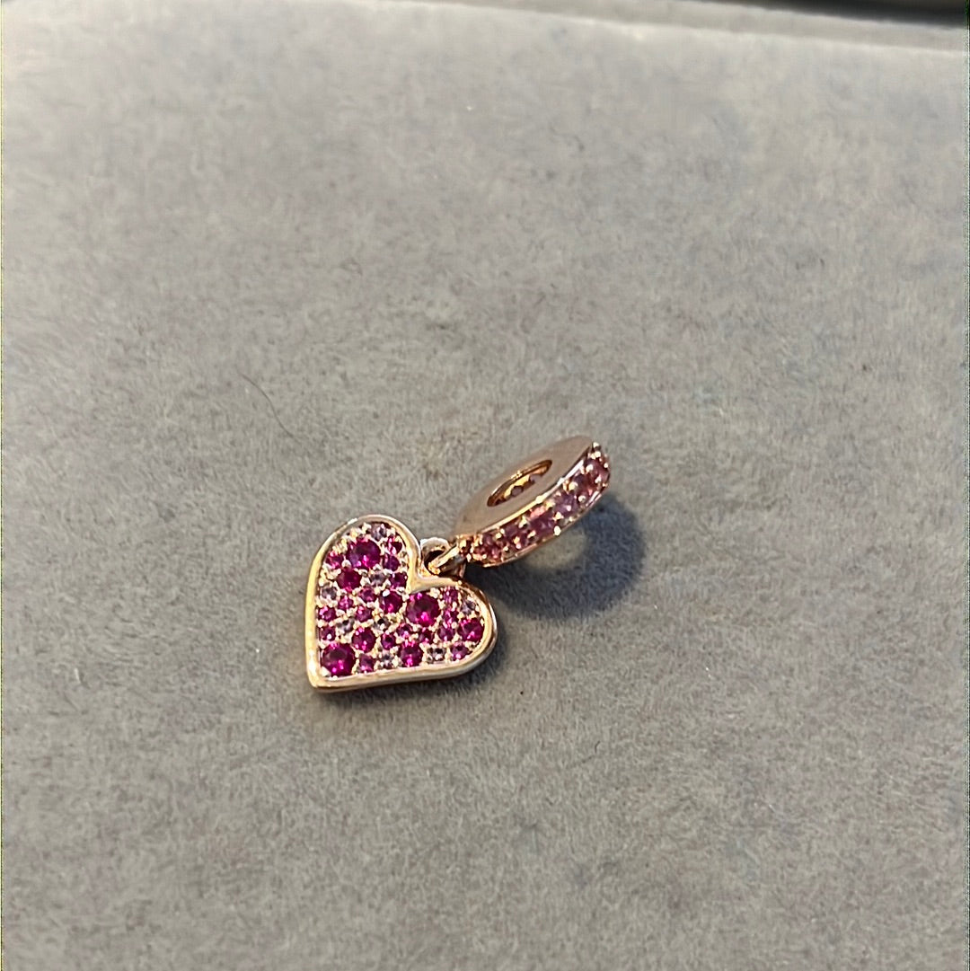 Genuine Pandora Rose Gold Pink Large Heart Enamel Pink Charm Dangle
