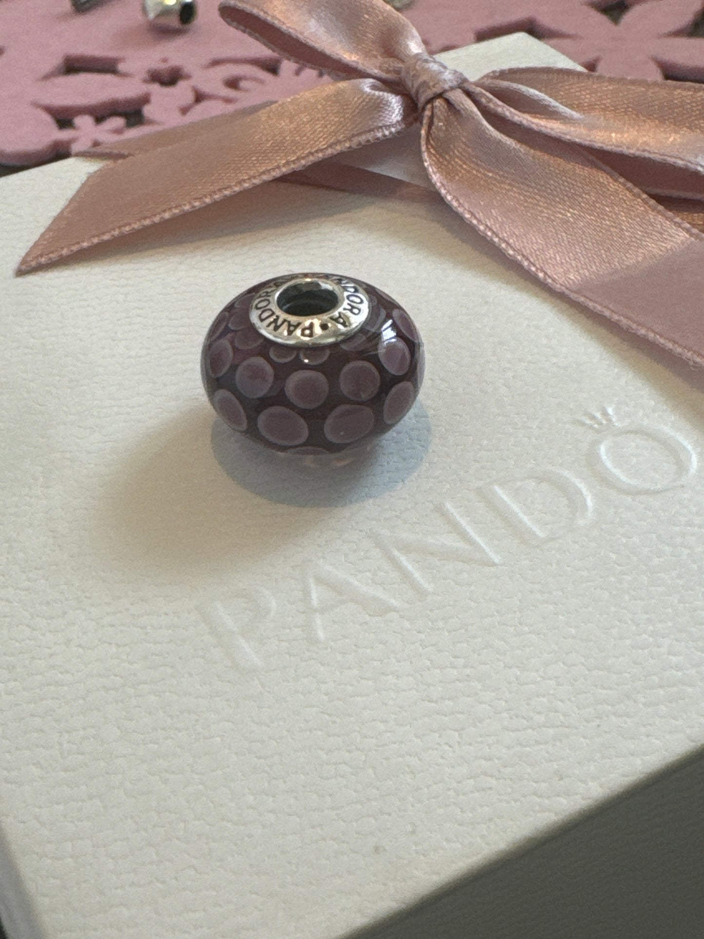 Genuine Pandora Giant XL Purple Polka Racer Large and Heavy and Retired