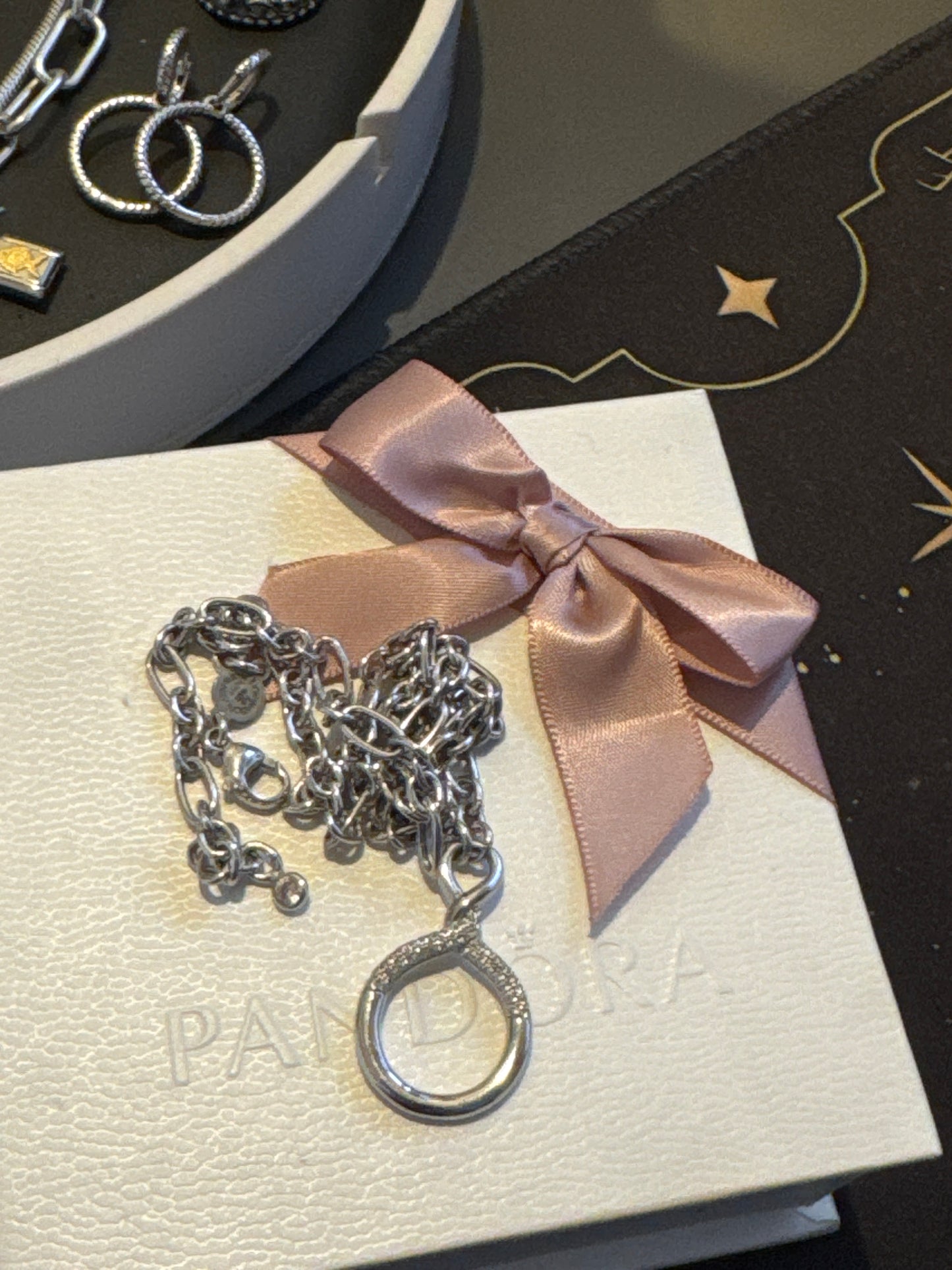Genuine Nomination Silver Link Necklace With Pave Pendant 45cm