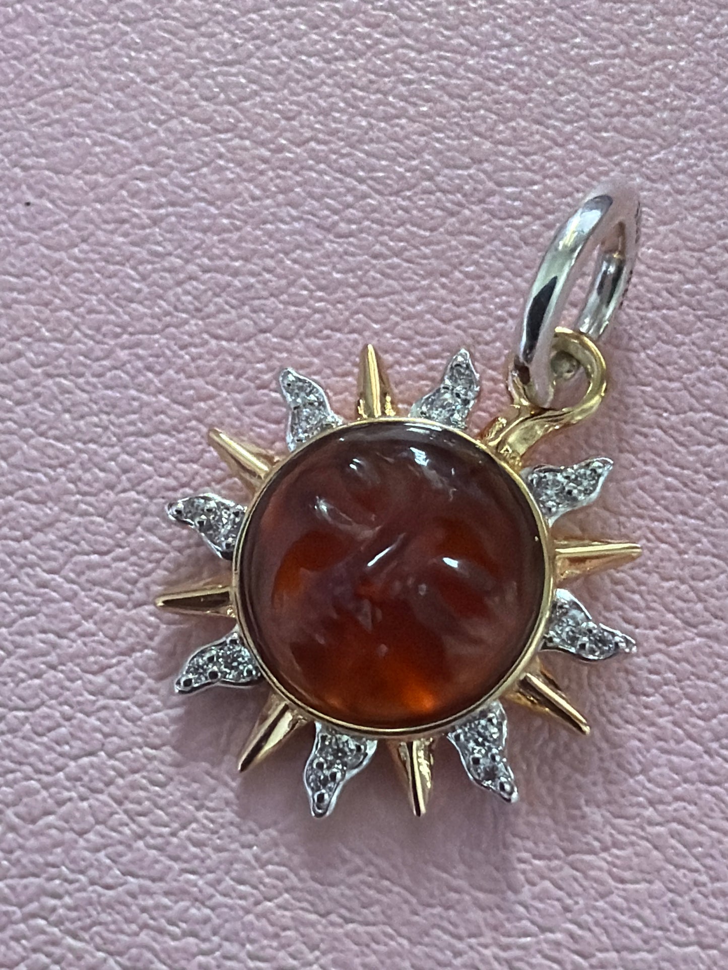Genuine Pandora Two Tone Swirling Sun Pave Glass Charm Pendant