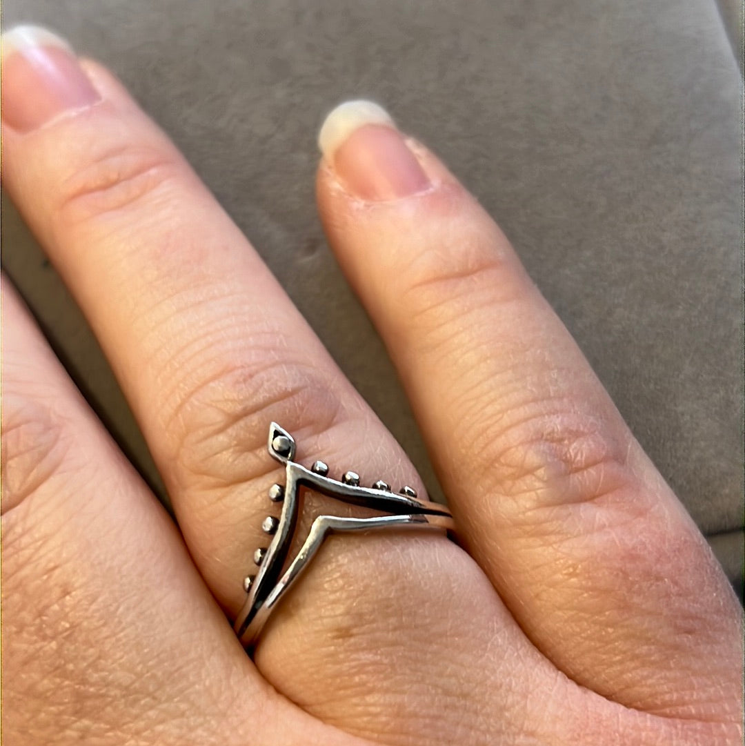Sterling Silver Wishbone Open Tiara Ring 56