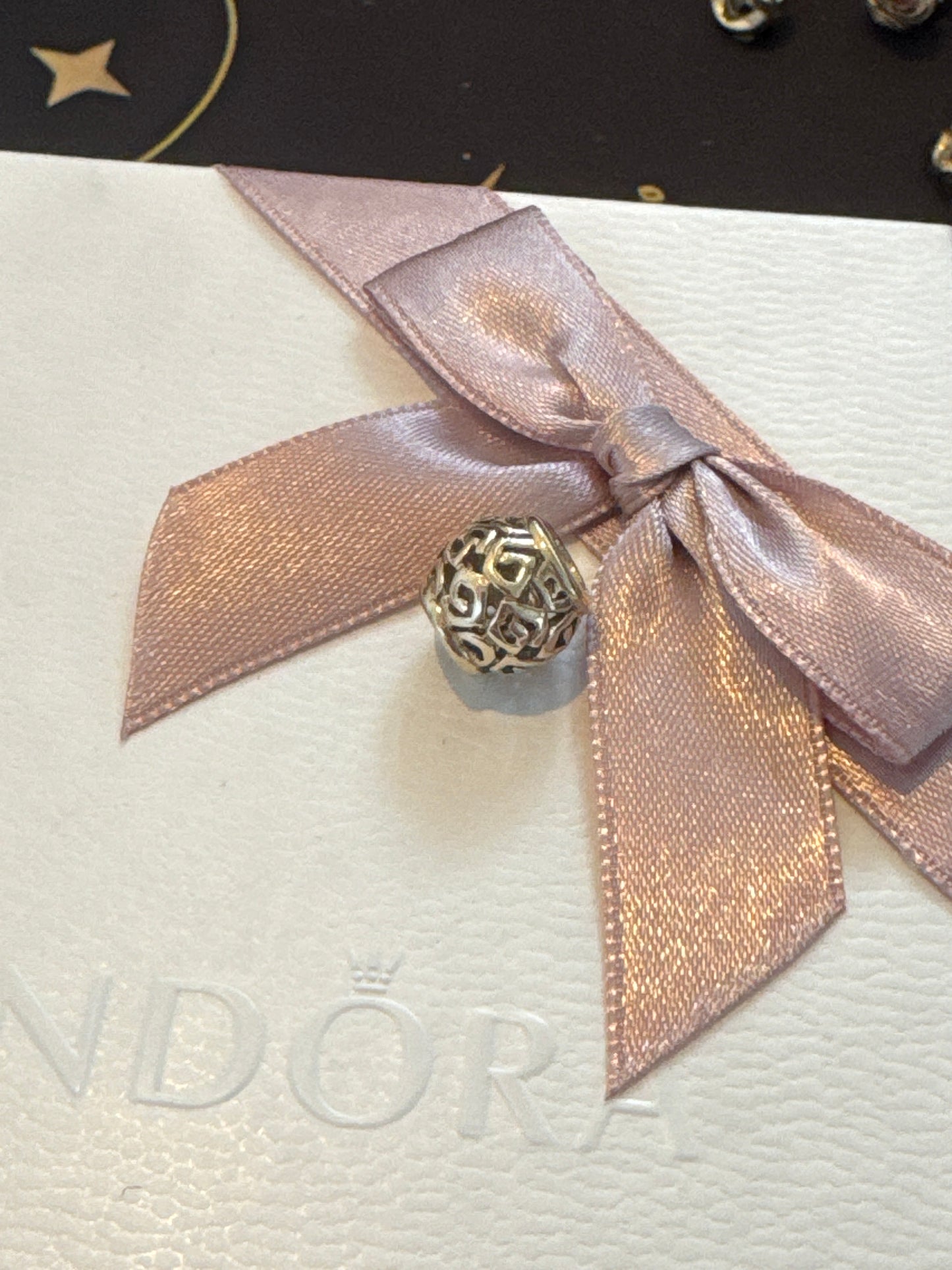 Genuine Pandora Solid 14ct Gold Geometric Whirl Spiral Openwork Charm
