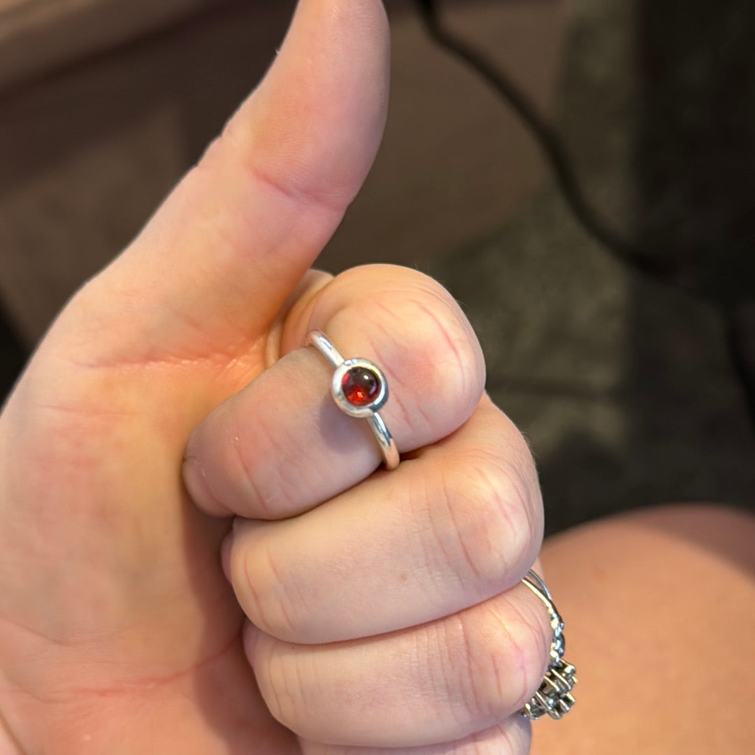 Genuine Pandora Red Garnet Cabochon Ring 56