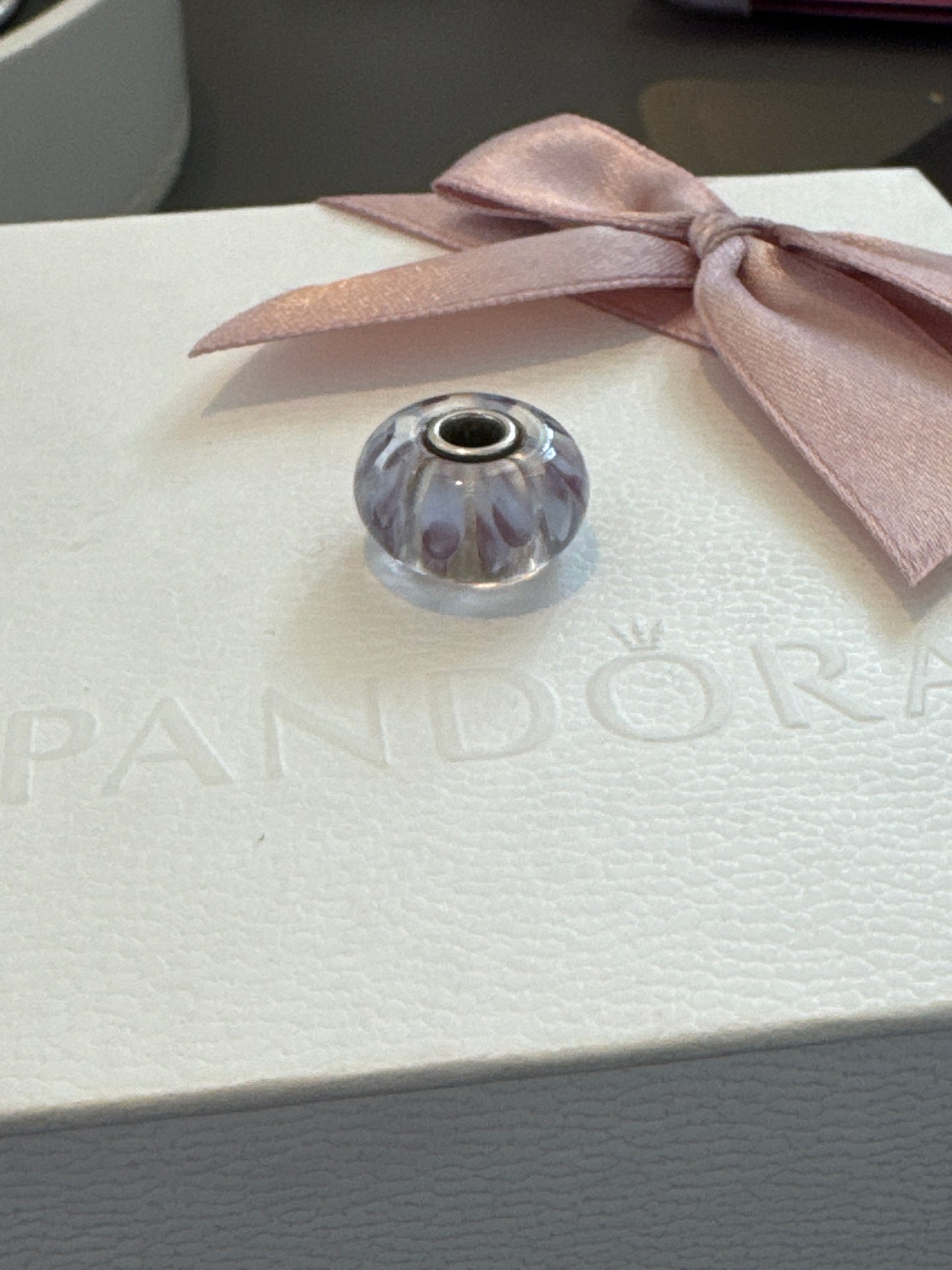 Genuine Trollbeads Light Purple Fleck Murano Charm