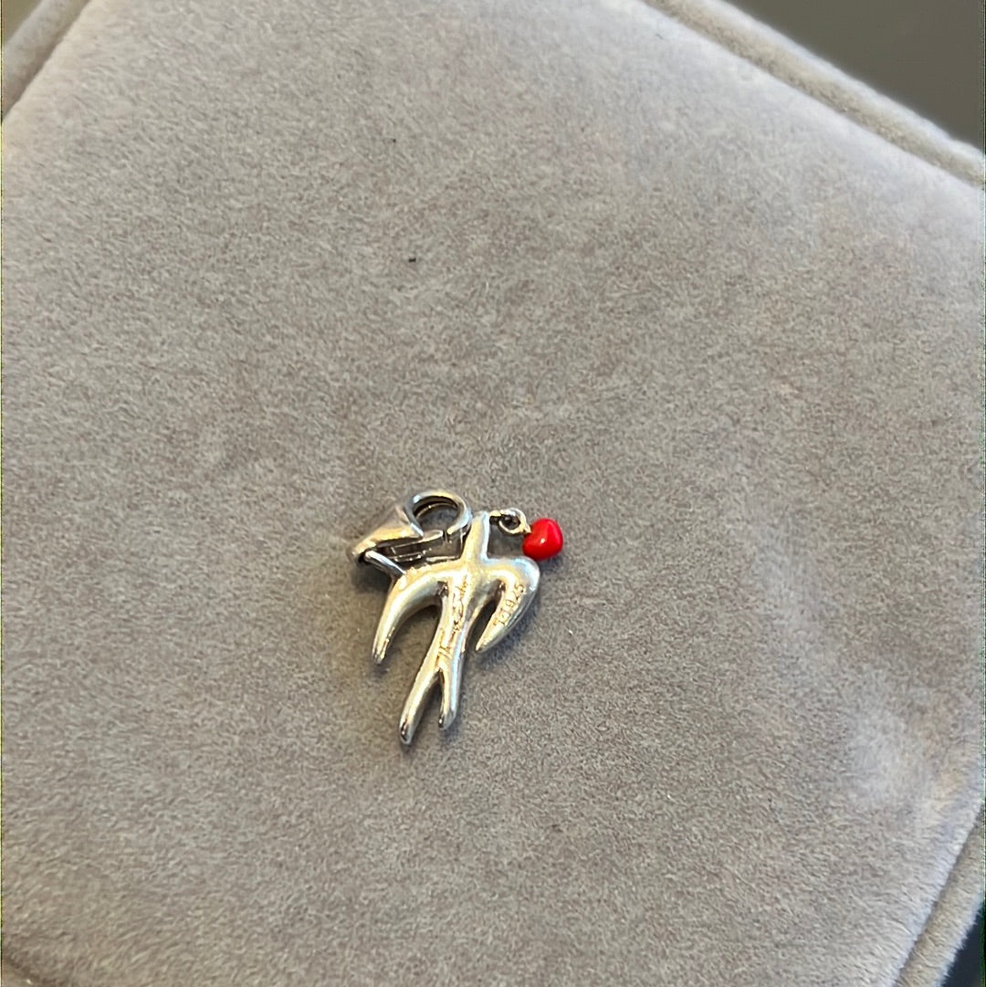 Genuine Thomas Sabo Pave Swallow Red Berry Dangle Charm