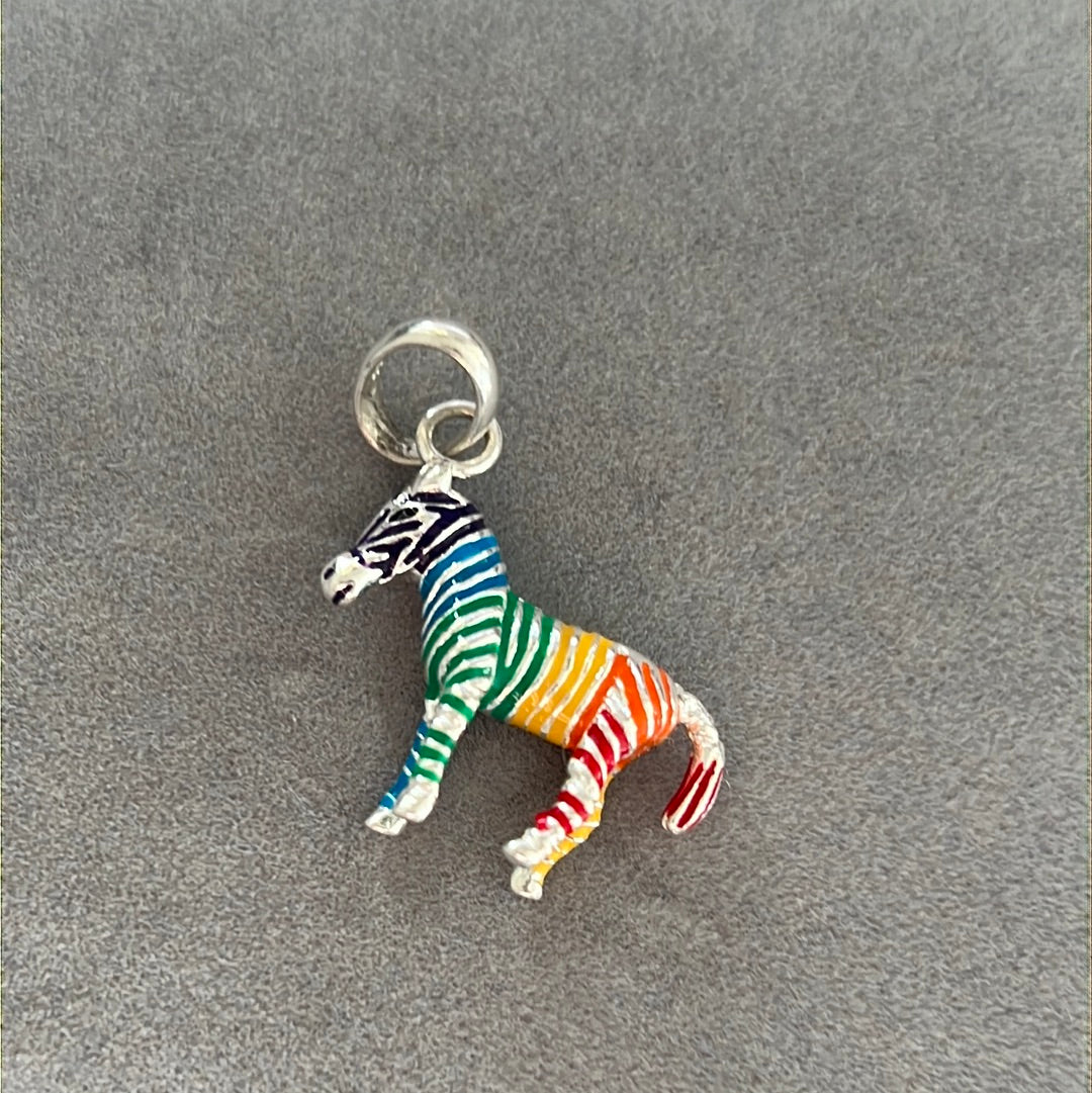Genuine Links of London Rare Rainbow Zebra Dangle Charm