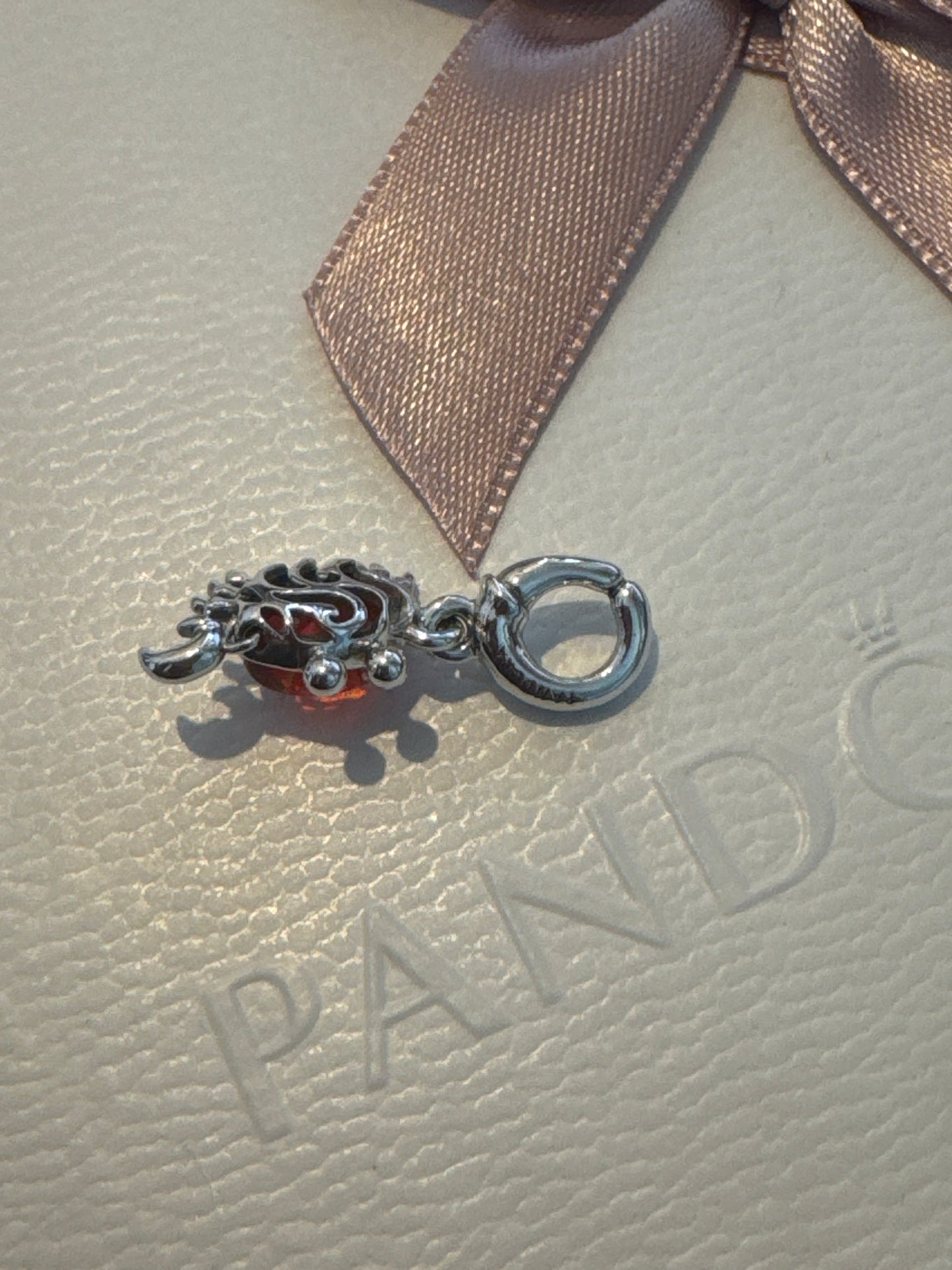 Genuine Pandora Disney Little Mermaid Orange Stone Cz Crab Dangle Charm
