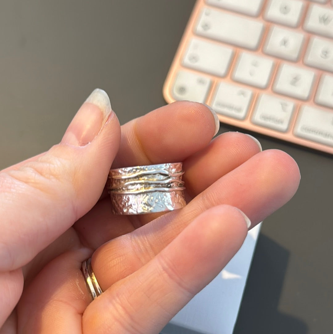 Genuine Silver Origins Cornwall Chunky Ribbed Ring 54