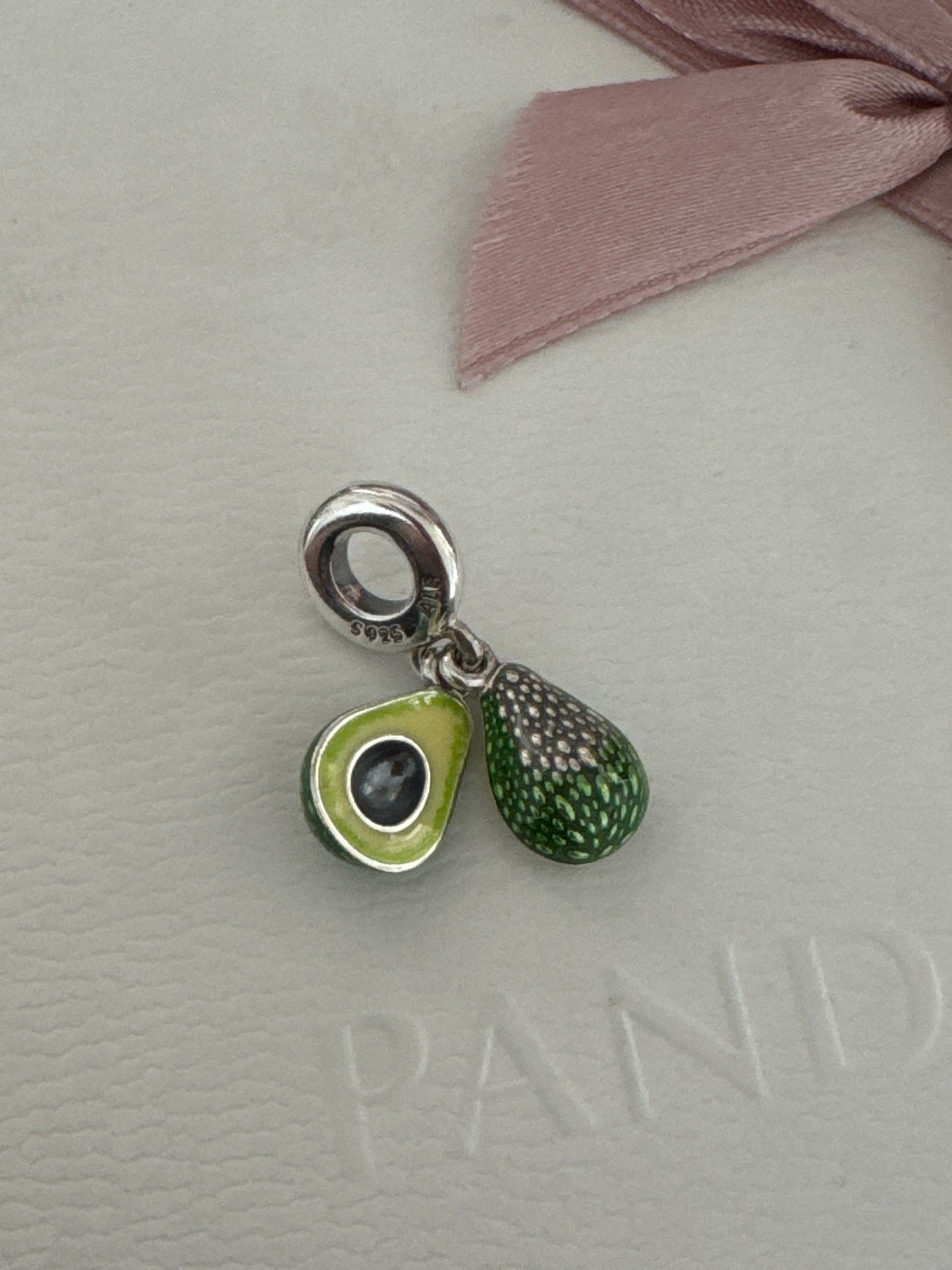 Genuine Pandora Enamel Double Avocado Dangle Charm