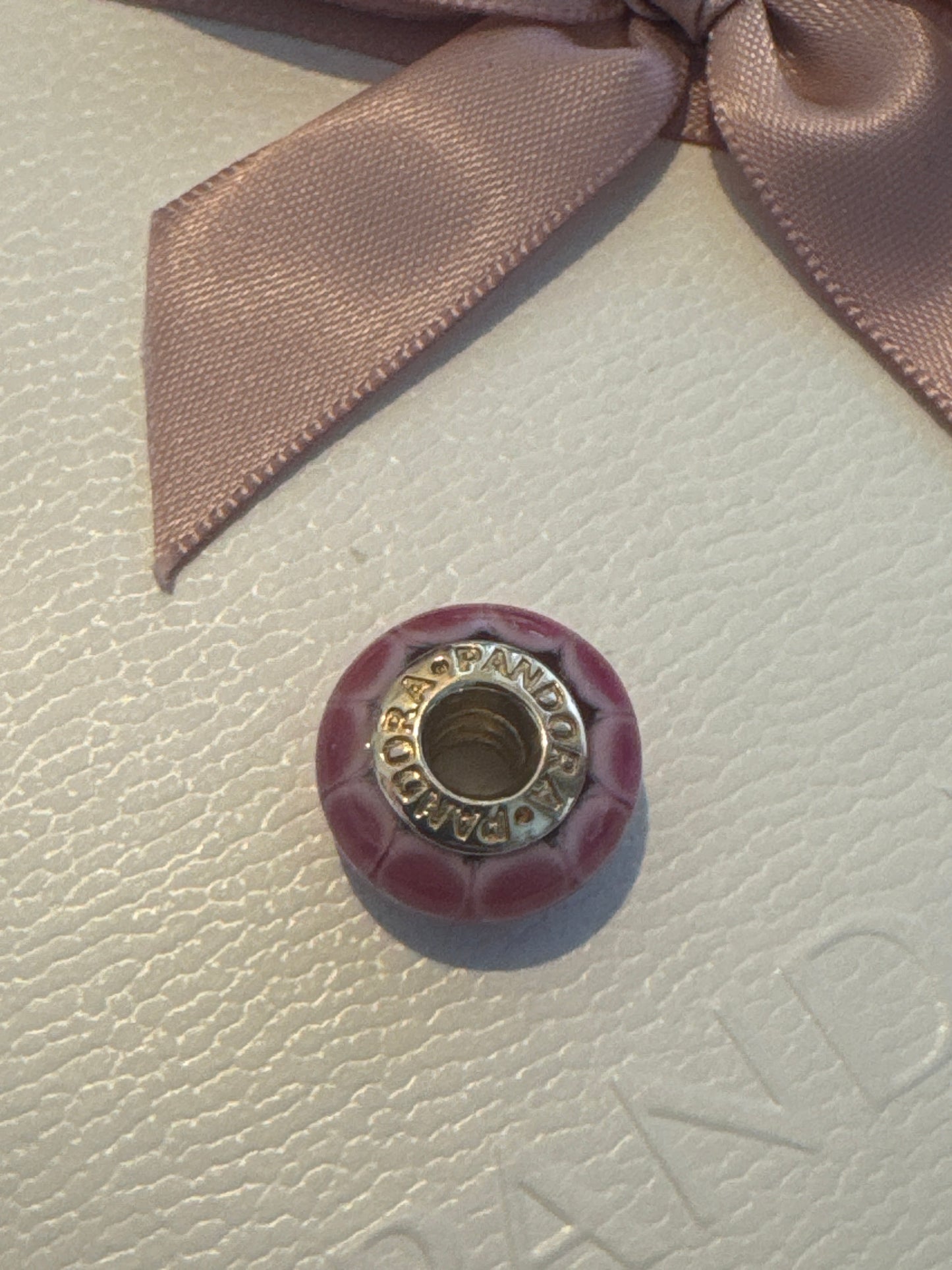 Genuine Pandora Solid 14ct Gold Pink Lotus Murano Charm HTF