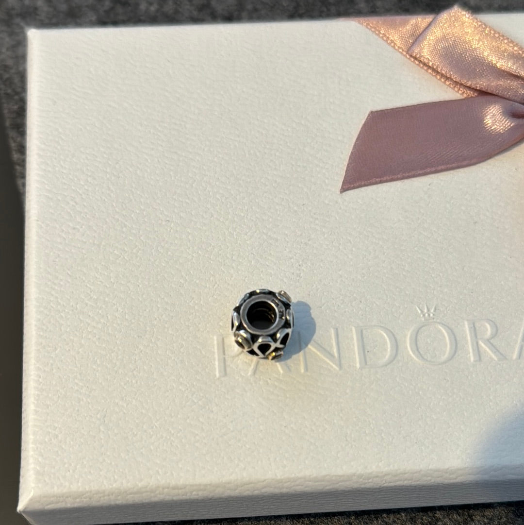 Genuine Pandora Two Tone RARE Smoky Brown Stone Infinity Charm
