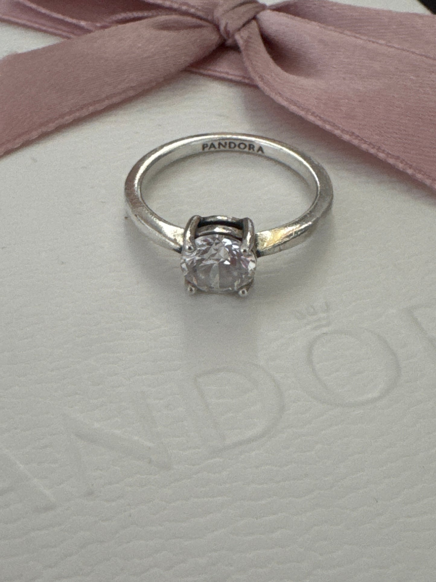 Genuine Pandora Clear CZ Circle Solitaire Ring 52