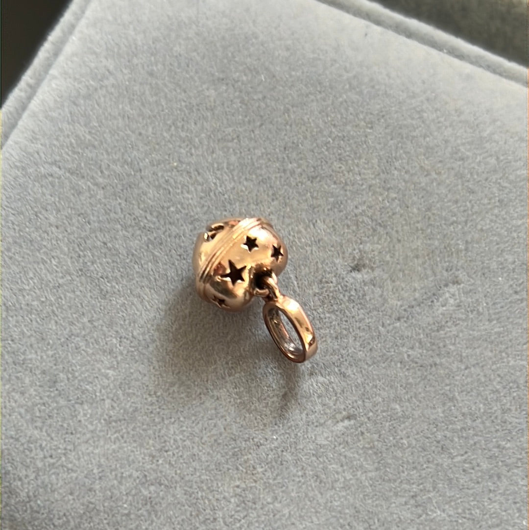Genuine Pandora Rose Gold Heart Shaped Bell Dangle Charm