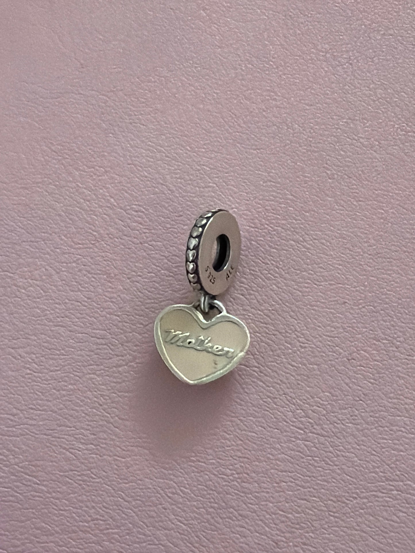 Genuine Pandora Mother Half With Pink Enamel Dangle Charm