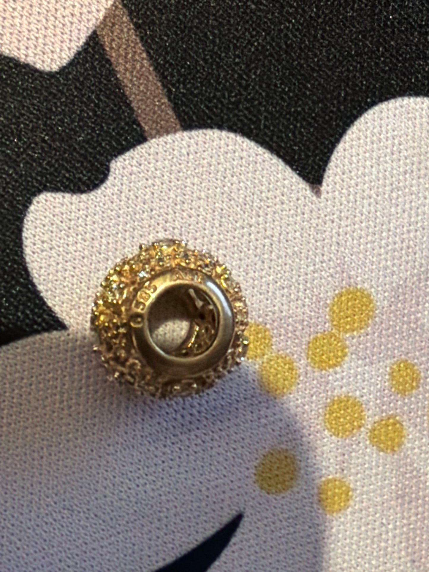 Genuine Pandora Solid Gold 14ct Inner Radiance Clear Cz Charm