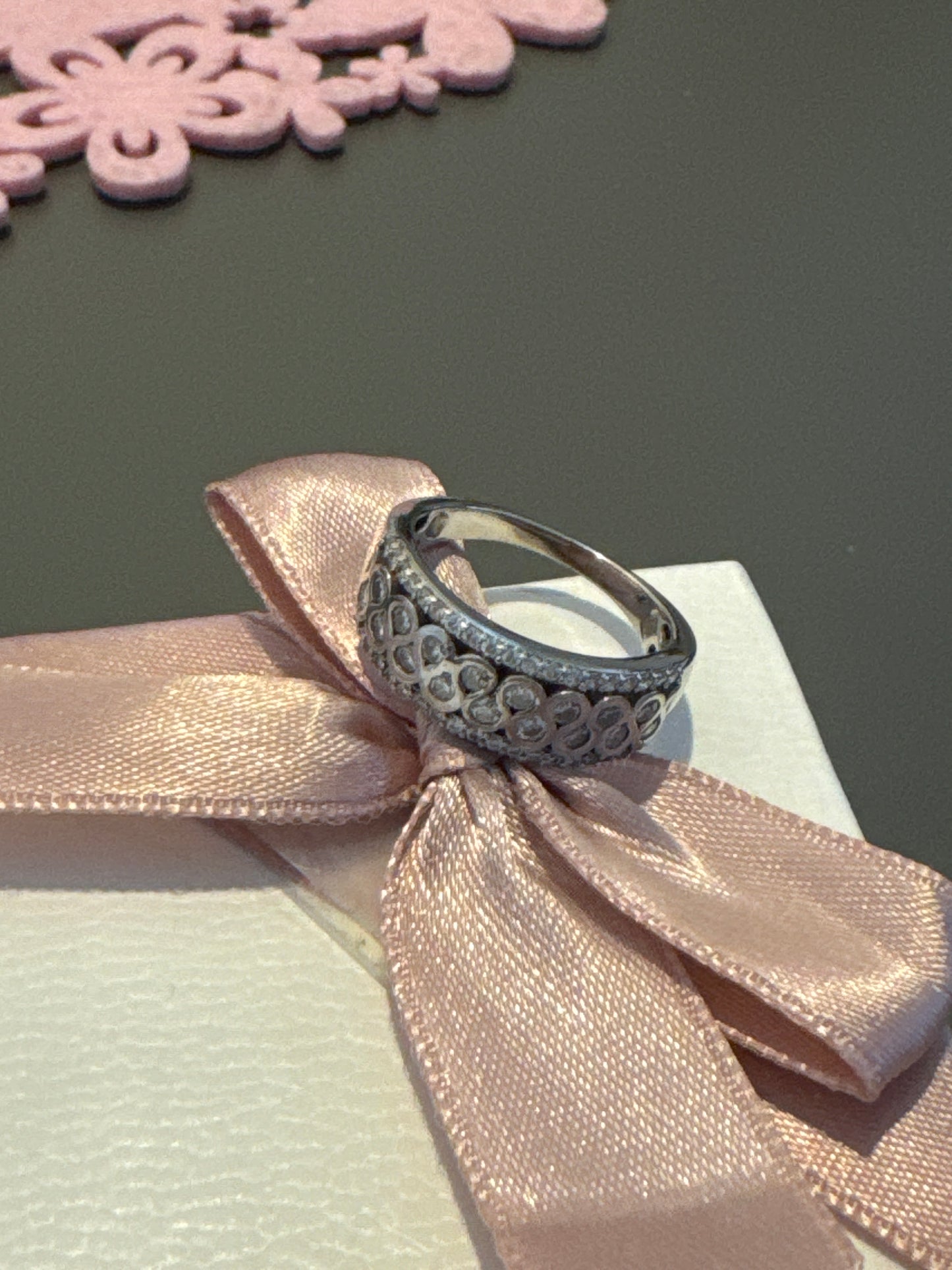 Sterling Silver Large Clear CZ Pave Circle Statement Ring 54