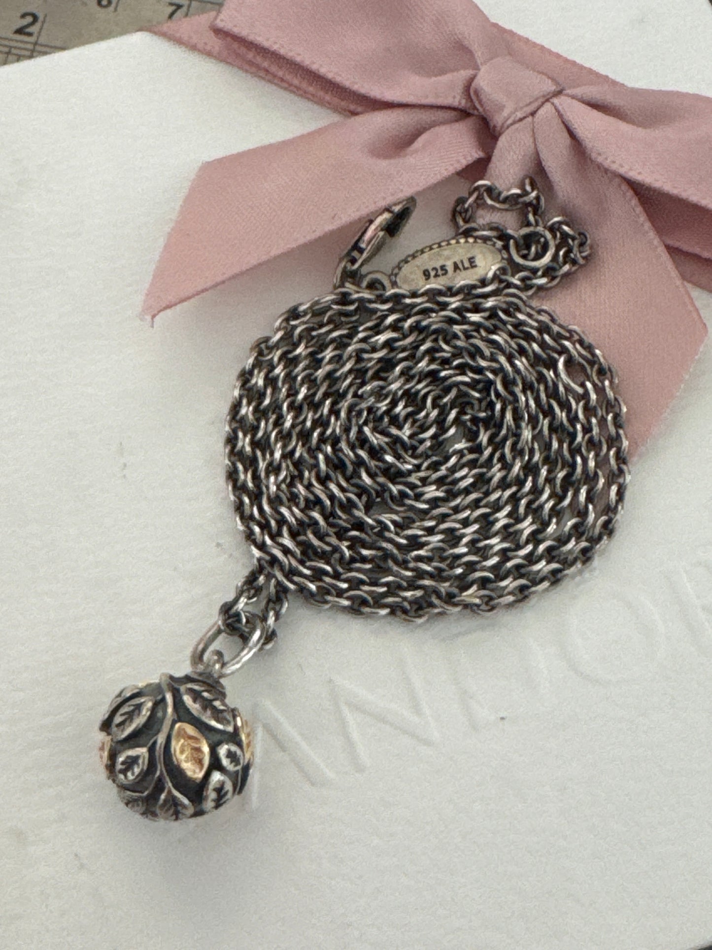 Genuine Pandora Rare HTF Two Tone Tree of Life Large Leaf Necklace