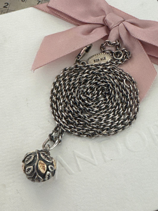 Genuine Pandora Rare HTF Two Tone Tree of Life Large Leaf Necklace