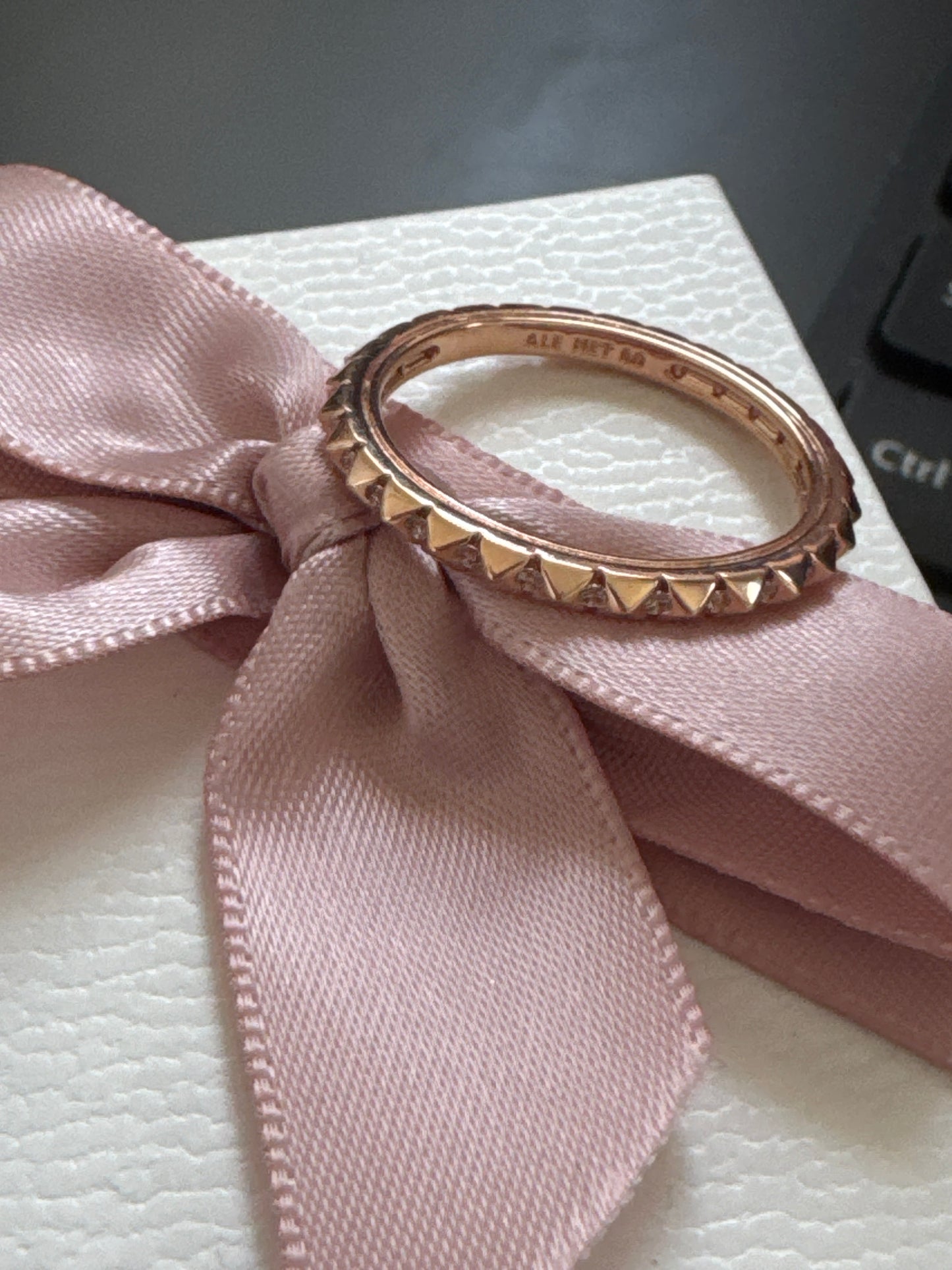 Genuine Pandora Rose Gold Pyramid CZ Ring....