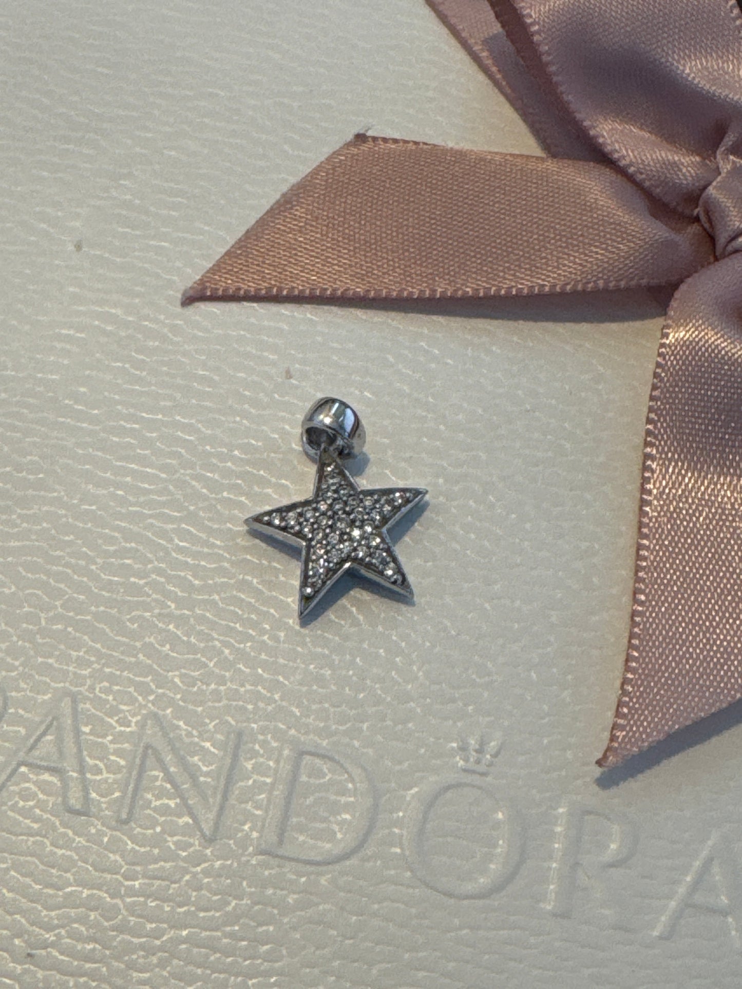 Sterling Silver Pave Star Sparkle Charm Pendant