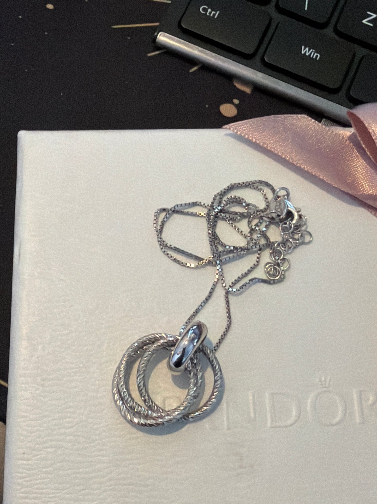 Genuine Links of London Aura Triple Rings Necklace