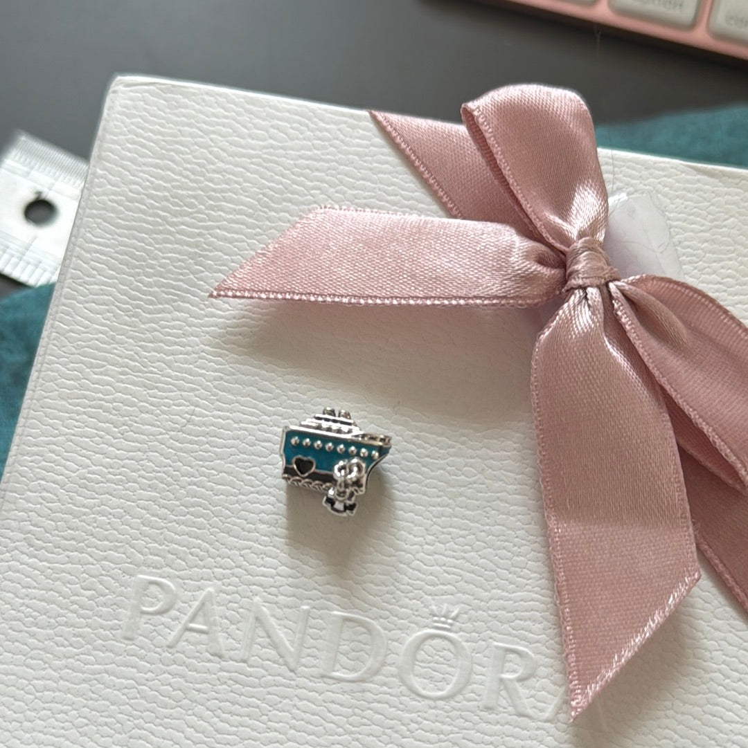 Genuine Pandora Enamel Cruise Ship Travel Boat Charm With Dangle Anchor
