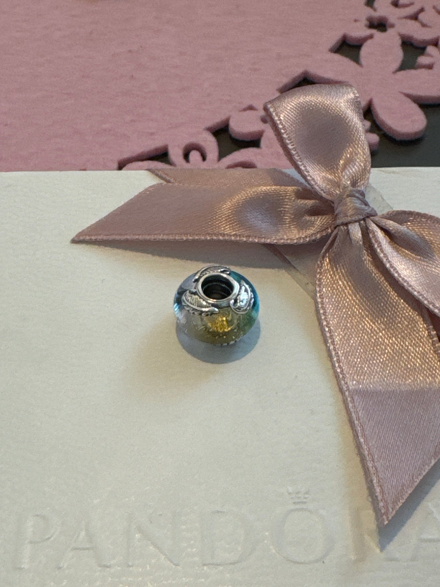 Genuine Pandora Rainbow Feather Mini Murano Charm