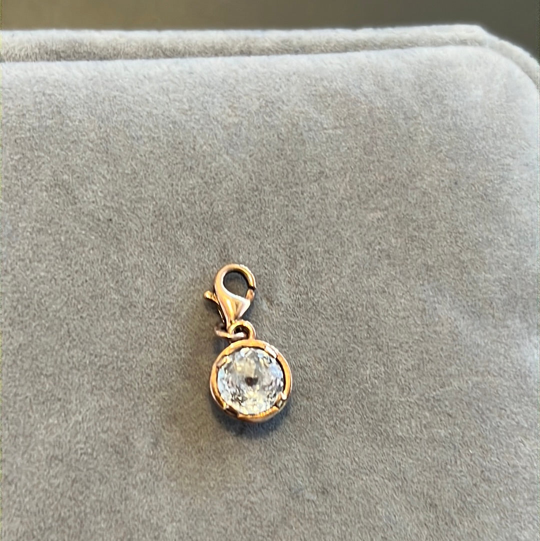 Genuine Thomas Sabo Rose Gold Clear August Birthstone Dangle Charm