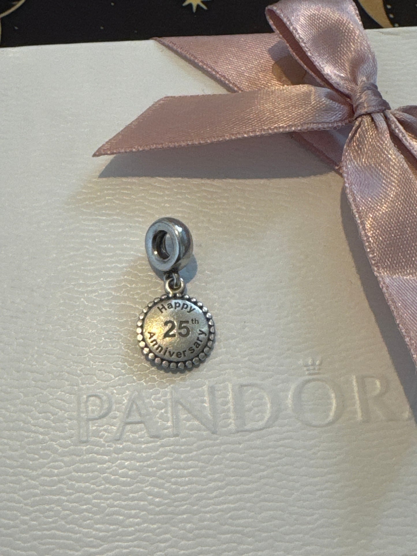 Genuine Pandora Happy 25th Anniversary Dangle Personalised Charm