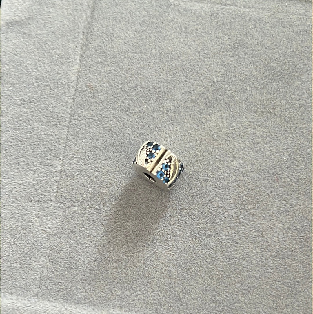 Genuine Pandora Blue Sparkling Pave Feather Clip