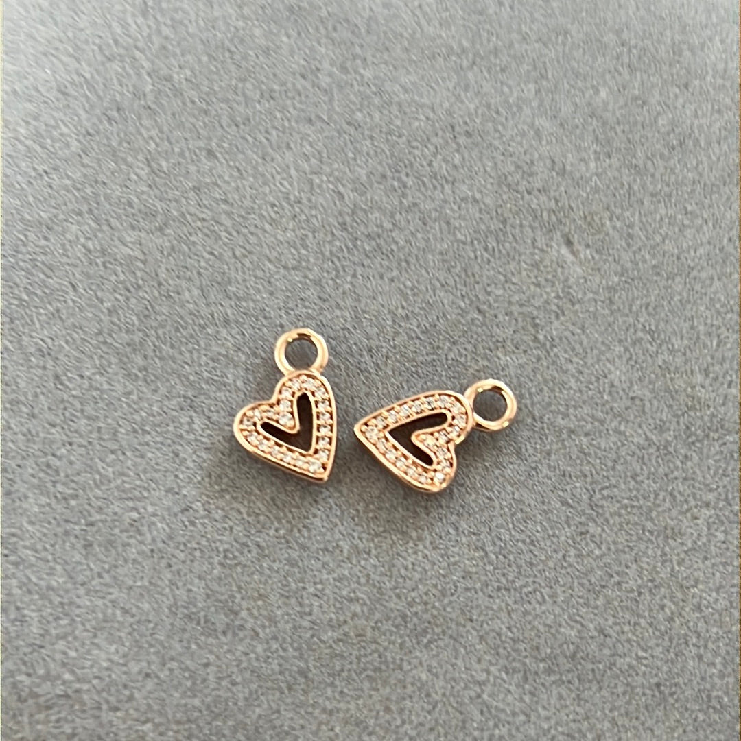Genuine Pandora Rose Gold Free Hand Drawn Heart Earring Charms