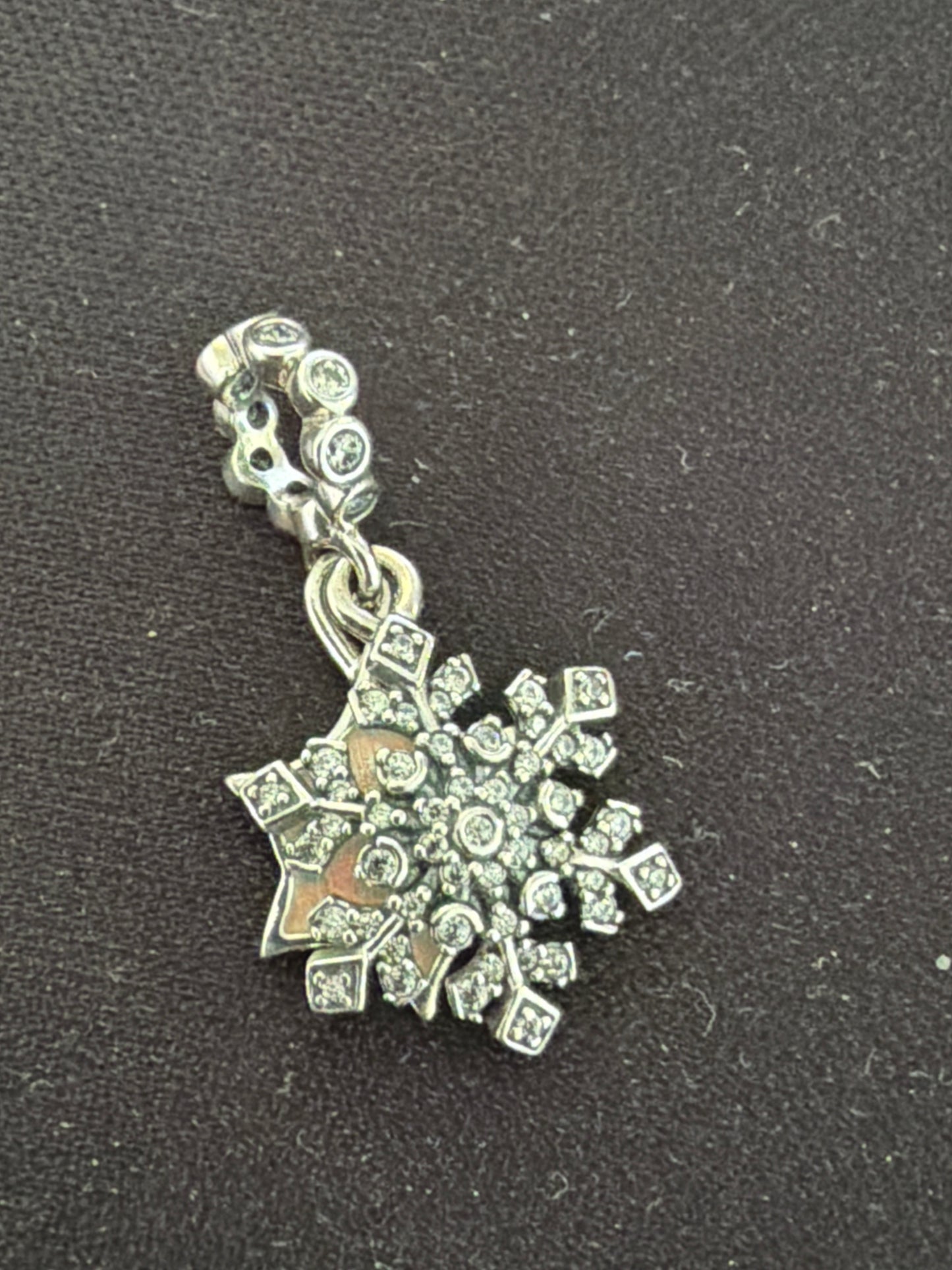 Genuine Pandora Opalescent Snowflake Double Dangle Charm
