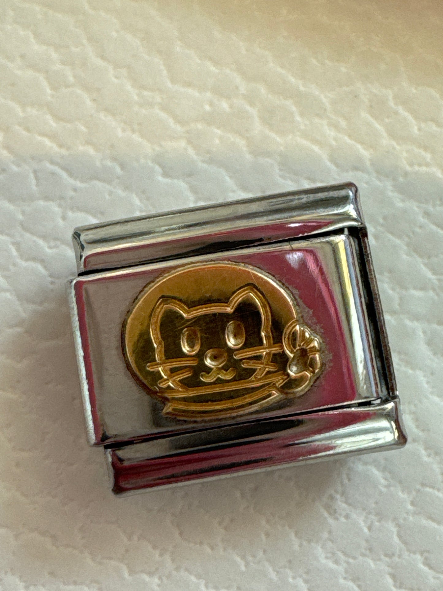 Genuine Nomination Silver Link Charm Gold Cat Lover Astronaut
