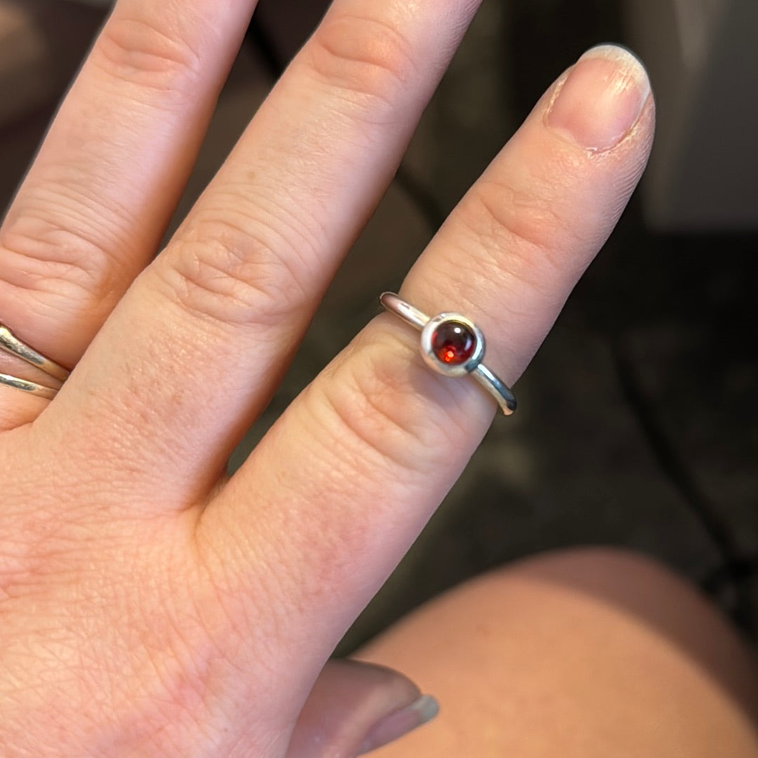 Genuine Pandora Red Garnet Cabochon Ring 56