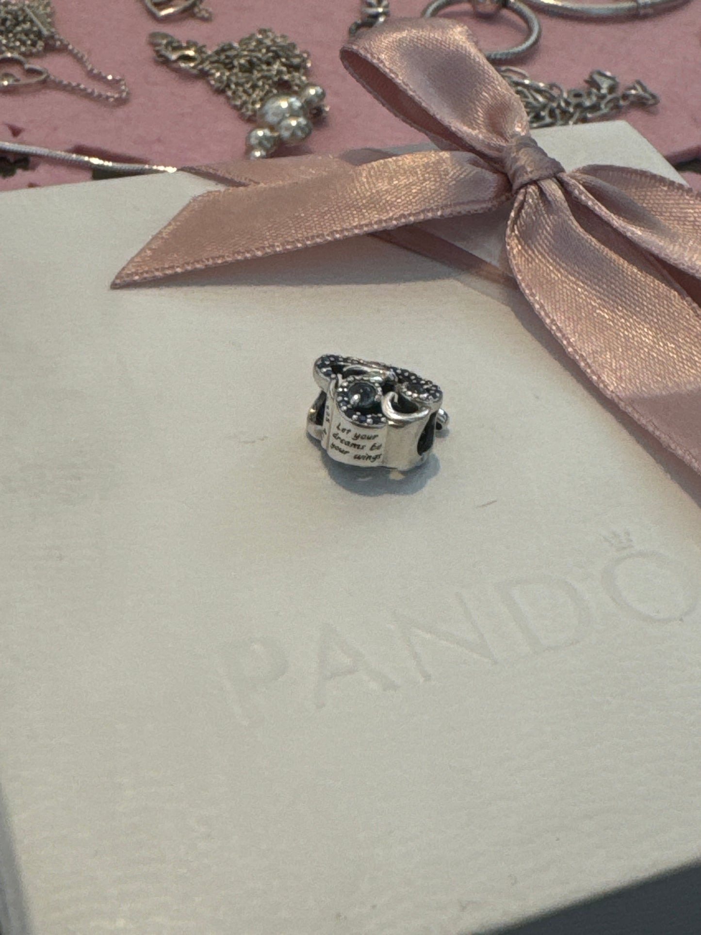 Genuine Pandora Pave Blue Cloud Swallow Dangle Charm